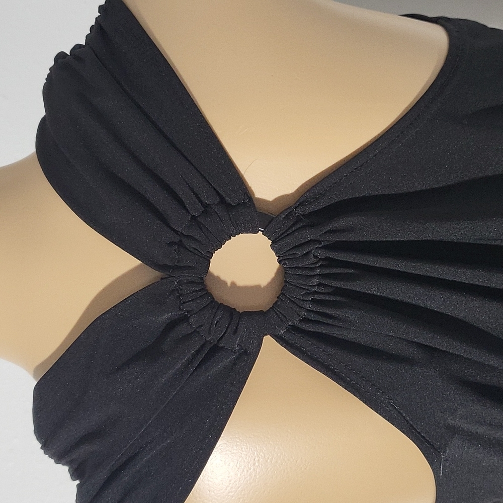 BLACK RACERBACK cowl neck knit TOP